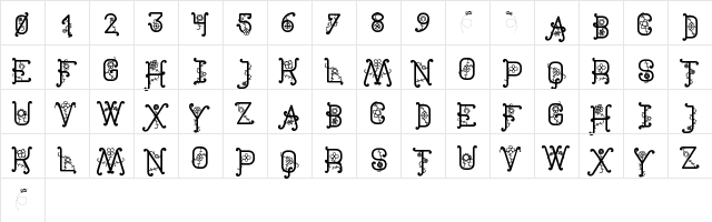 The Flowers St Regular  glyph index