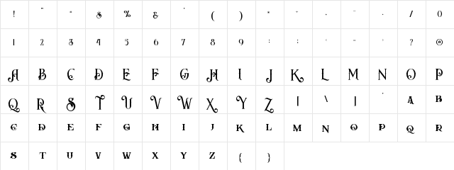 Arbatosh Regular  glyph index