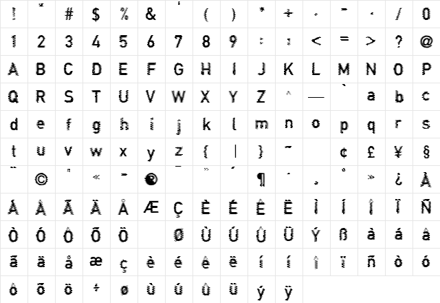 Connection Regular  glyph index