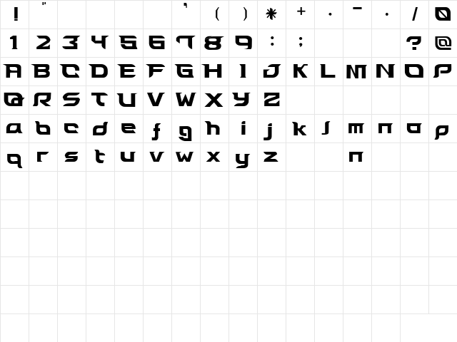 LEAF Regular  glyph index