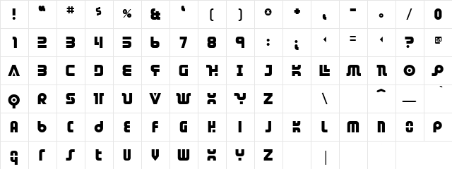 Makawa Shakky Regular  glyph index