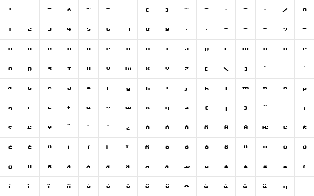 Blum Regular  glyph index