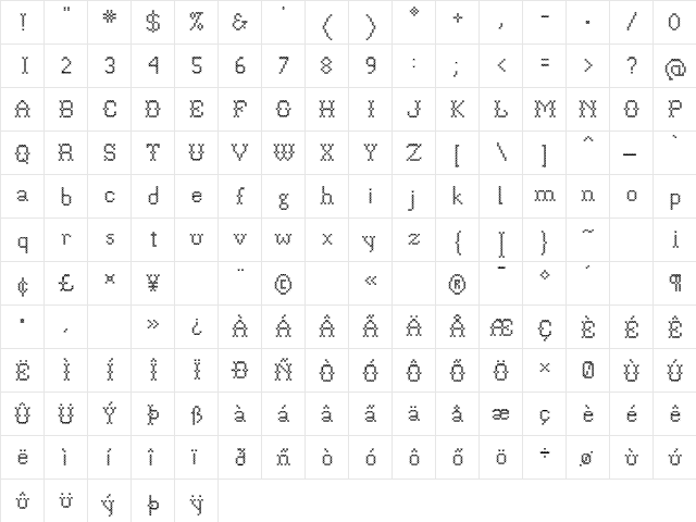P22FolkArt Cross  glyph index
