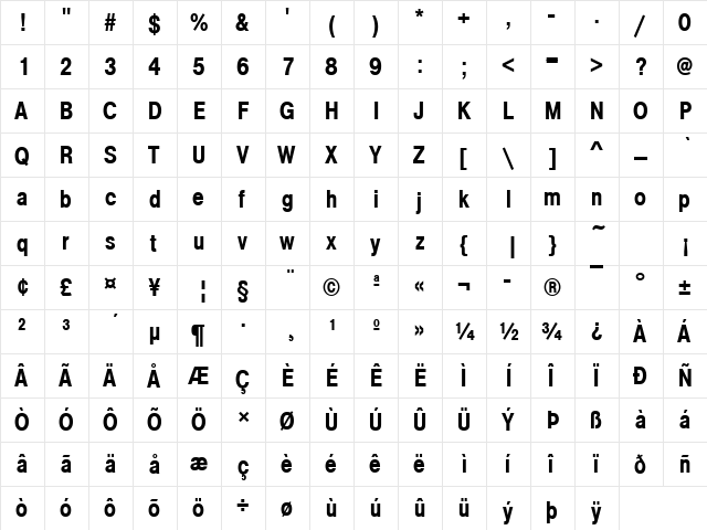 FinaDMedCon Regular  glyph index