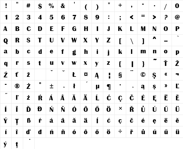 BritannicTEEBol Regular  glyph index