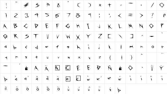 Matthews Regular  glyph index