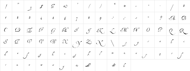 Copperplate 1672 WF Regular  glyph index