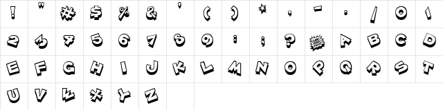 ZoinkFat Regular  glyph index