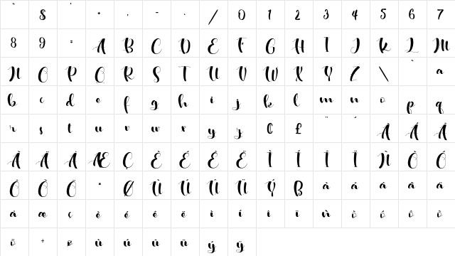 Hosabien Regular  glyph index