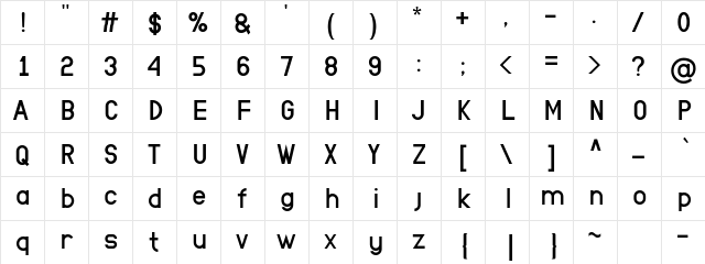 SUNDAY Regular  glyph index