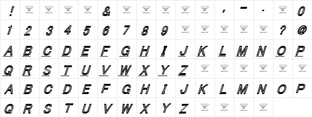 Tha Cool Kidz Black Black Italic  glyph index