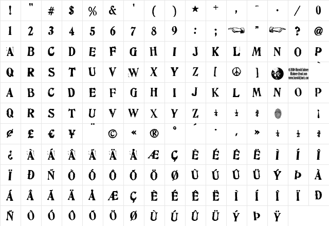 Artistamp Wet Jumbled Regular  glyph index