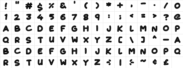 Cute Stitch Regular  glyph index