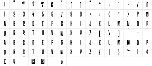 MechEffects One BB Regular  glyph index