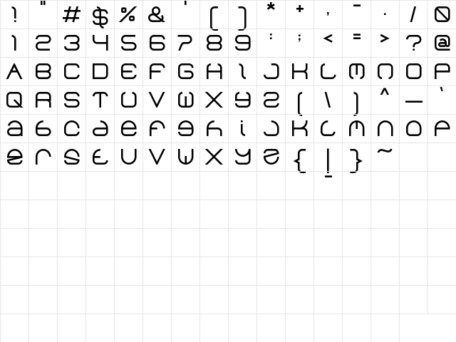 helen Regular  glyph index