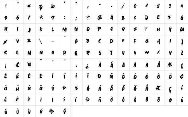 Gold Under The Mud Regular  glyph index
