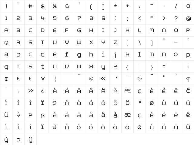 Aspirin AdvanceRegular Regular  glyph index