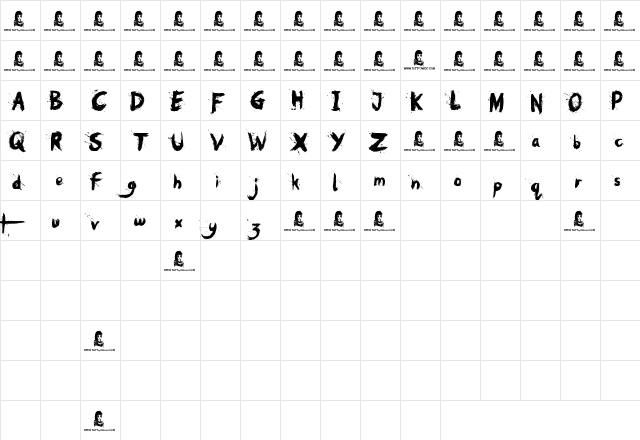 Oh No Regular  glyph index