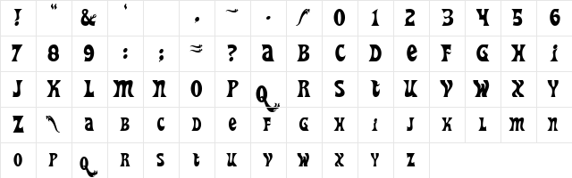 Heavy Heap Regular  glyph index