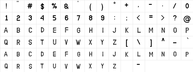ALPHABETH Regular  glyph index