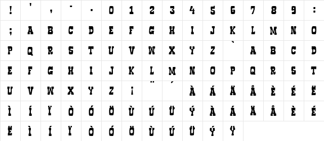 Boncegro FF 4F Regular  glyph index