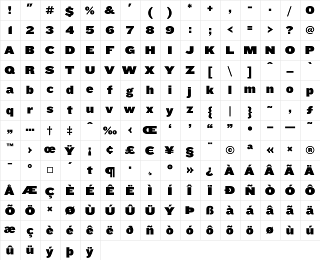 Knockout HTF93-UltmtHeviwt  glyph index