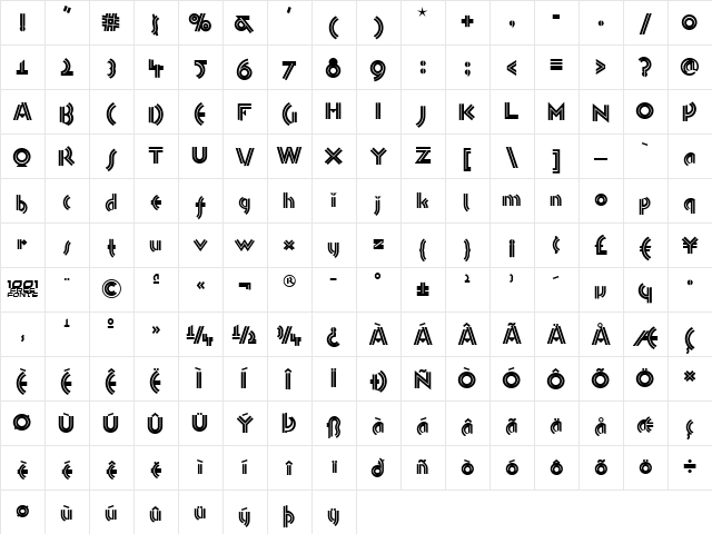 Monkey Business NF Regular  glyph index