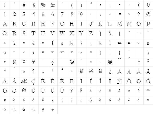 Cas-Open-Face Normal  glyph index