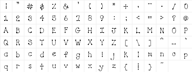 PC Goo Regular  glyph index