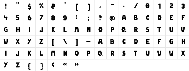 Fat Max Regular  glyph index