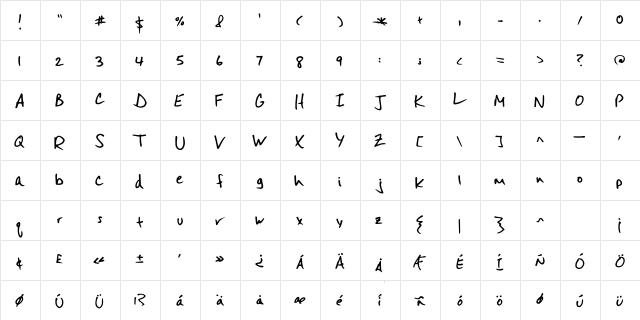 Mister Spicy Dos Medium  glyph index