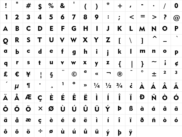 Geometric 415 Black  glyph index