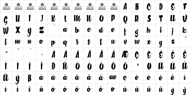 Hometown Personal Use Regular  glyph index