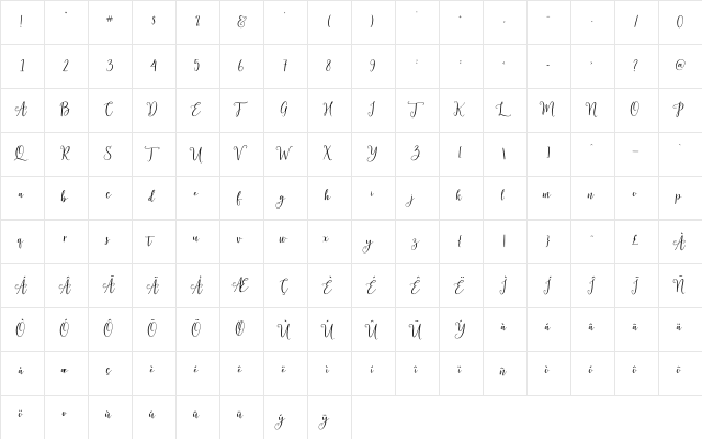 Magtina Regular  glyph index