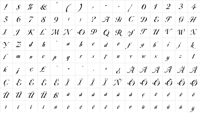 Ovidius Demi  glyph index