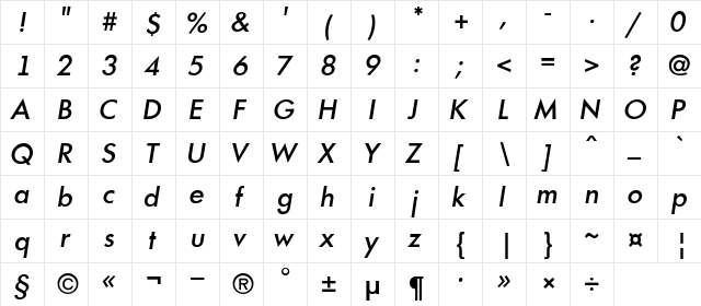 a_FuturicaMedium Italic  glyph index