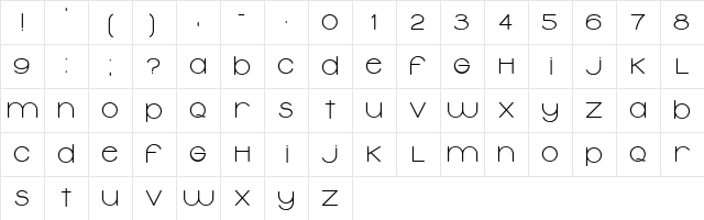 Typolino Bold  glyph index
