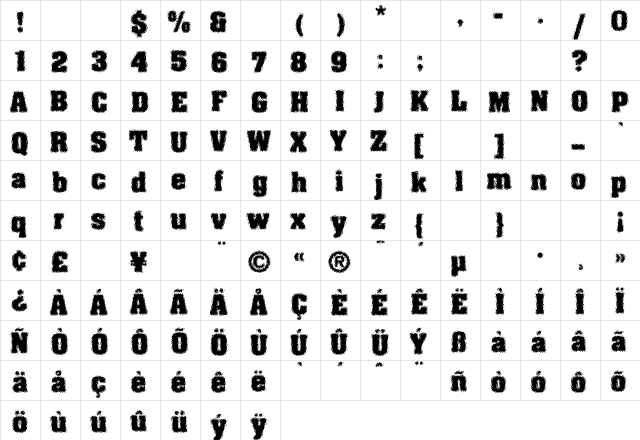 Machauer Glas  glyph index