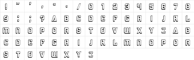 Bombardment Shadow Regular  glyph index
