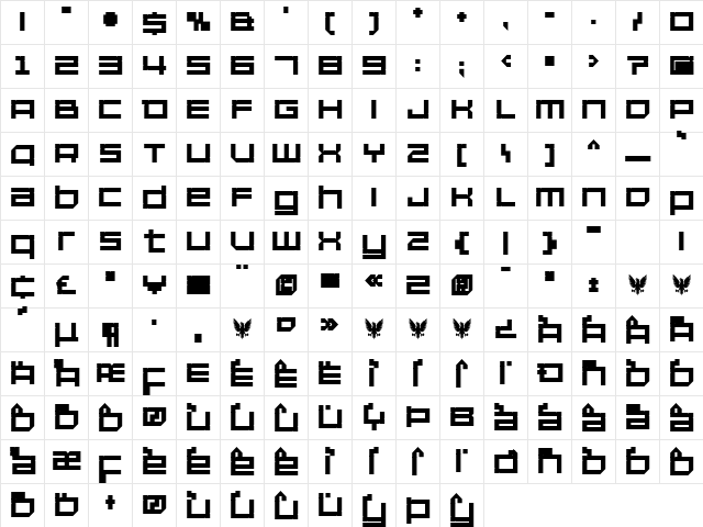 Unfinished Black  glyph index