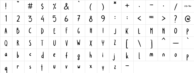 Little Miku Regular  glyph index