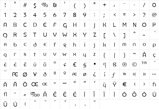 Magma Light  glyph index
