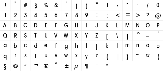 a_AvanteNrMedium Regular  glyph index