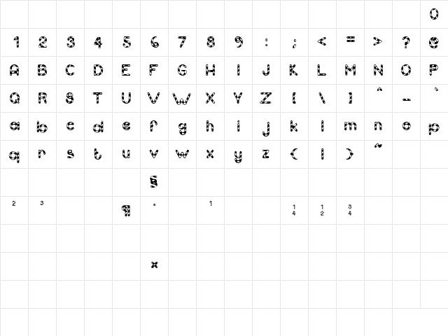 Candy Cane (Unregistered) Regular  glyph index