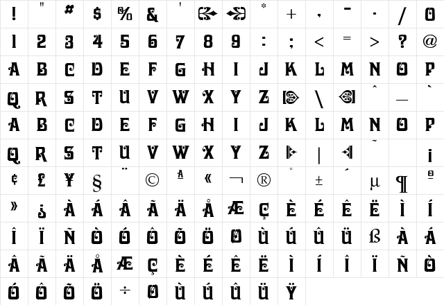 Victoriana Display SSi Regular  glyph index