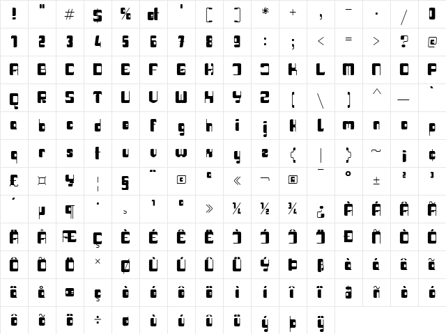 Haike  Exp Regular  glyph index