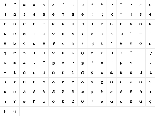 Half Eighties Regular  glyph index