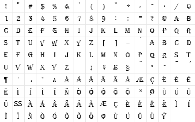 AlgerianDIn1 Regular  glyph index