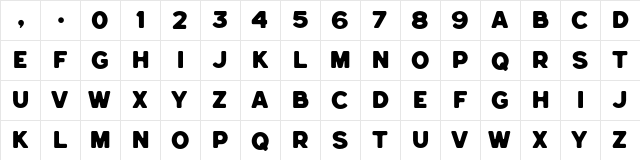 Hemisphers Bold Sans Regular  glyph index
