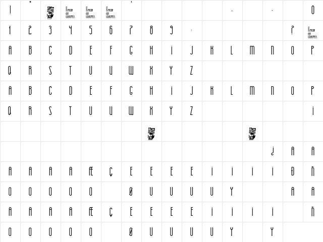 La Distinguida Regular  glyph index